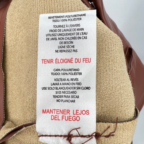 Jason Wu Vegan Leather Brown Straight Leg Pants w/ Front Slits Women's XS Brown - Picture 8 of 9